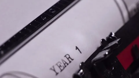 Year 1956, Typing on White Paper in Vintage Typewriter, Close Up Stock Footage 277008415