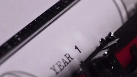 Year 1963, Typing in Vintage Typewriter on White Paper, Close Up Stock Footage 277189686