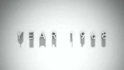 Year 1968 3D title animation with shadows on a white background Stock Footage 296002816