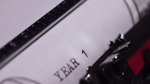 Year 1970, Typing on Blank White Paper in Vintage Typewriter, Close Up Stock Footage 277023306