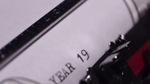 Year 1981, Typing on Blank White Paper in Vintage Typewriter, Close Up Stock Footage 277641741