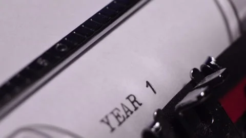 Year 1985, Typing on Blank White Paper in Vintage Typewriter, Close Up Stock Footage 277677238