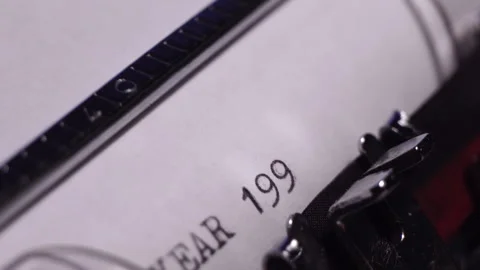 Year 1993, Typing on Blank White Paper in Vintage Typewriter, Close Up Stock Footage 278213163