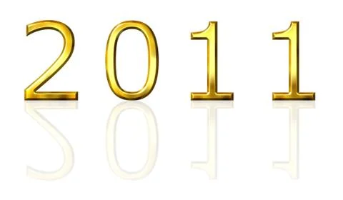 Year 2011 3d golden with reflection Stock Illustration