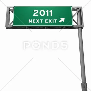 Year 2011 - Freeway Exit Sign Stock Illustration