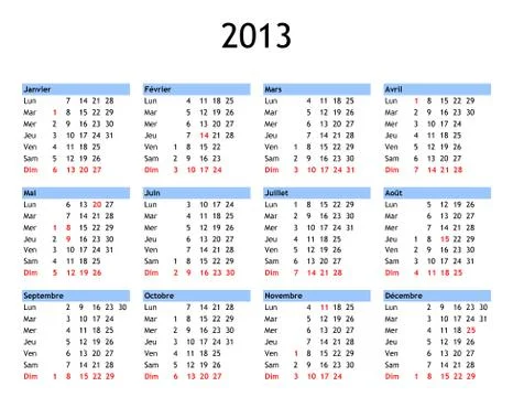 Year 2013 calendar Stock Illustration