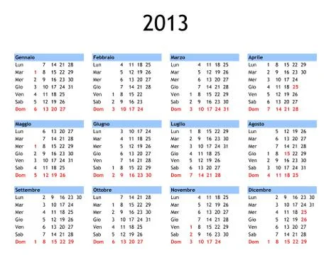 Year 2013 calendar Stock Photos