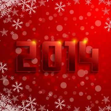 Year 2014 3D in red background Stock Illustration