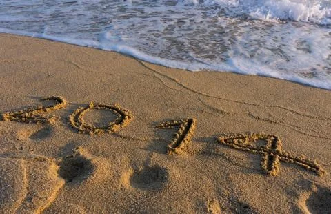 Year 2014 on the beach Stock Photos