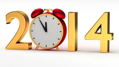 Year 2014 with clock Stock Illustration