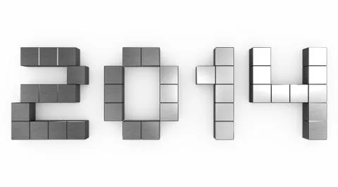 Year 2014 cubic metal Stock Illustration