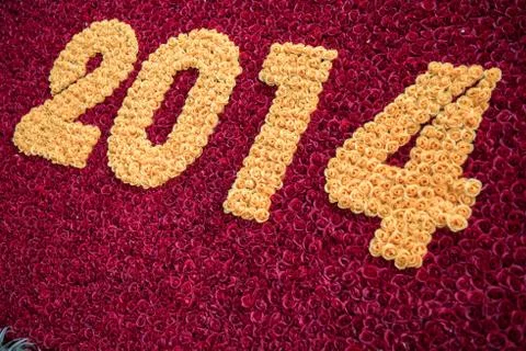 Year 2014 With Flowers Stock Photos