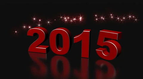 Year 2014 text spinning and converting in 2015 with spiral glittering particle Stock Footage 41664933