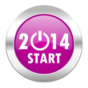 Year 2014 violet circle chrome web icon isolated. Stock Illustration