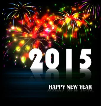 Year 2015 made of colored neon effect Stock Illustration