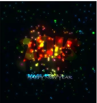 Year 2015 made of colored neon effect Illustrazione stock