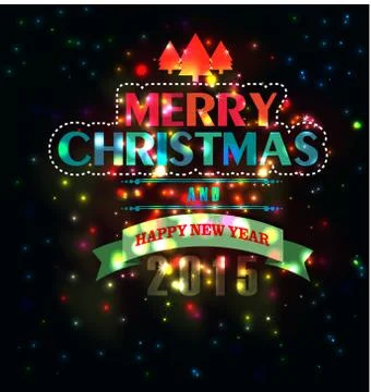 Year 2015 made of colored neon effect Stock Illustration