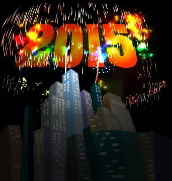 Year 2015 made of colored neon effect Stock Illustration