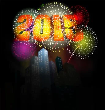 Year 2015 made of colored neon effect Stock Illustration