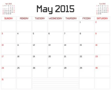 Year 2015 May Planner Stock Illustration