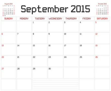 Year 2015 September Planner Stock Illustration