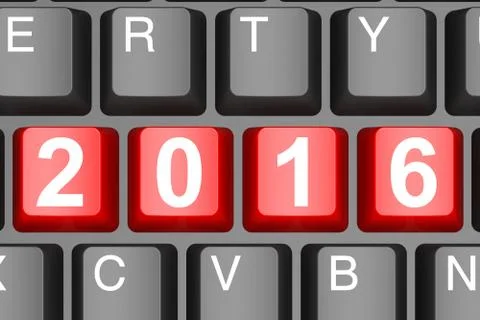 Year 2016 button on modern computer keyboard Stock Illustration