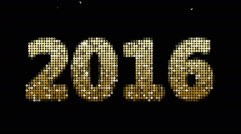 Year 2016 with confetti falling - alpha channel included, gold Stock Footage 53284495