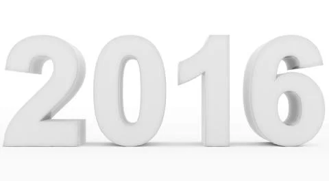 Year 2016 white Stock Illustration