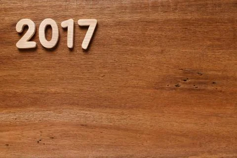 Year 2017 numeric on wooded background 스톡 사진