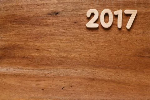 Year 2017 numeric on wooded background 스톡 사진