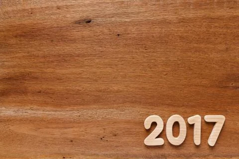 Year 2017 numeric on wooded background 스톡 사진