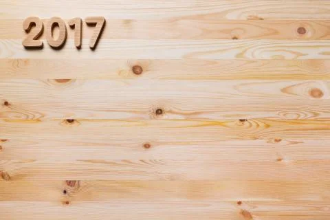 Year 2017 numeric on wooded background 스톡 사진