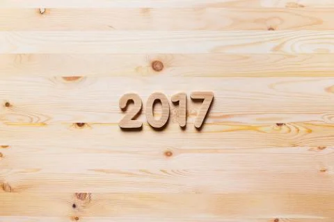 Year 2017 numeric on wooded background 스톡 사진