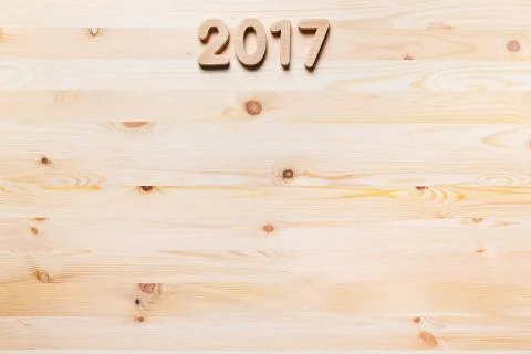 Year 2017 numeric on wooded background 스톡 사진