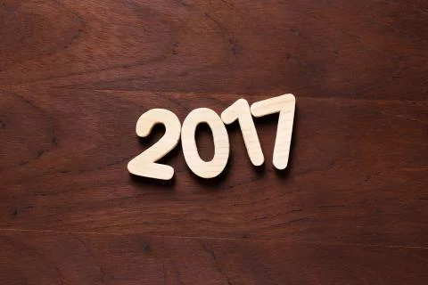 Year 2017 numeric on wooded background Stock Photos
