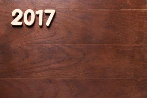 Year 2017 numeric on wooded background 스톡 사진