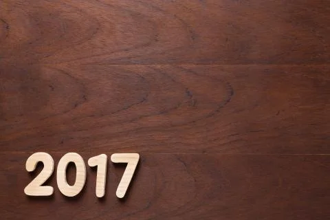 Year 2017 numeric on wooded background 스톡 사진