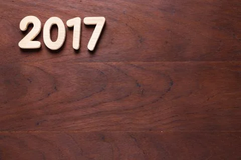 Year 2017 numeric on wooded background 스톡 사진