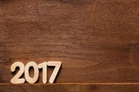 Year 2017 numeric on wooded background 스톡 사진