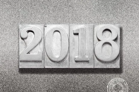 Year 2018 on metallic Stock Photos