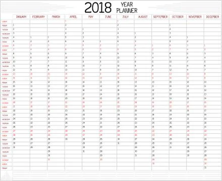 Year 2018 Planner Stock Illustration