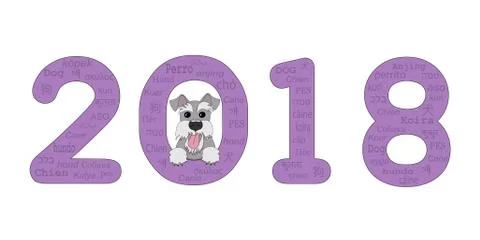 Year 2018 with schnauzer Stock Illustration