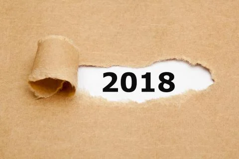 Year 2018 Torn Paper Concept Stock-Fotos