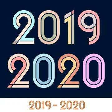 Year 2019 2020 text font class graduation. Flat and plain. Stock Illustration
