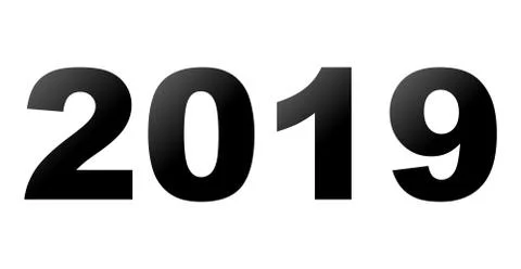 Year 2019 - black gradient, isolated numbers - vector Stock Illustration