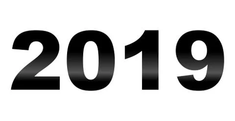 Year 2019 - black gradient reflection, isolated numbers - vector Stock Illustration
