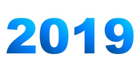 Year 2019 - blue gradient, isolated numbers - vector Stock Illustration