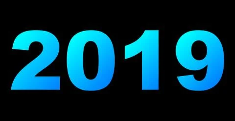 Year 2019 - cyan blue gradient, cold light, isolated numbers - vector Stock Illustration
