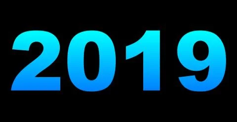 Year 2019 - cyan blue gradient, cold light, isolated numbers - vector Stock Illustration