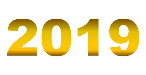 Year 2019 - golden gradient reflection, isolated numbers - vector Stock Illustration